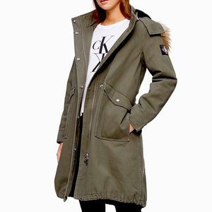 Calvin Klein Solid Faux Fur Hooded Walker Jacket